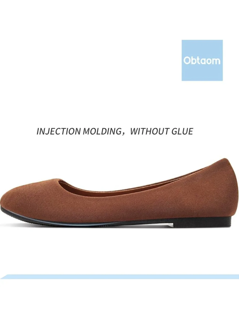 Women's Brown Textile Round Toe Flat Shoes Slip on Dress Comfortable